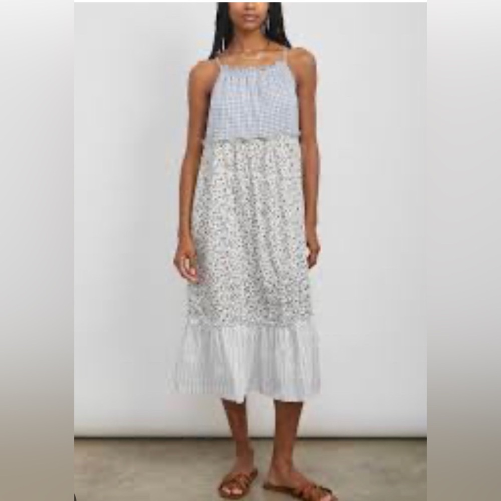 Rails Dora Dress with Gingham &Floral & Striped Tiered Midi Skirt